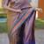 Brown floral, temple border, zari work kanji gadwal silk saree with blouse