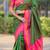 Dark green floral, temple border, zari work kanji gadwal silk saree with blouse