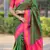 Dark green floral, temple border, zari work kanji gadwal silk saree with blouse