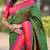 Dark green floral, temple border, zari work kanji gadwal silk saree with blouse
