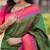 Dark green floral, temple border, zari work kanji gadwal silk saree with blouse