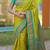 Lime green floral, temple border, zari work kanji gadwal silk saree with blouse