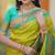 Lime green floral, temple border, zari work kanji gadwal silk saree with blouse
