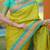 Lime green floral, temple border, zari work kanji gadwal silk saree with blouse