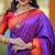 Purple floral, temple border, zari work kanji gadwal silk saree with blouse