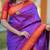 Purple floral, temple border, zari work kanji gadwal silk saree with blouse