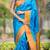 Sky blue floral, temple border, zari work kanji gadwal silk saree with blouse