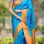 Sky blue floral, temple border, zari work kanji gadwal silk saree with blouse