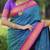 Teal blue floral, temple border, zari work kanji gadwal silk saree with blouse