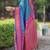 Teal blue floral, temple border, zari work kanji gadwal silk saree with blouse