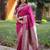 Magenta floral, zari work banarasi silk saree with blouse