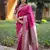 Magenta floral, zari work banarasi silk saree with blouse