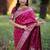 Magenta floral, zari work banarasi silk saree with blouse