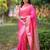Pink floral, zari work banarasi silk saree with blouse
