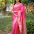Pink floral, zari work banarasi silk saree with blouse