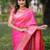 Pink floral, zari work banarasi silk saree with blouse