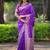 Purple floral, zari work banarasi silk saree with blouse