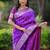Purple floral, zari work banarasi silk saree with blouse