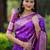 Purple floral, zari work banarasi silk saree with blouse