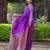 Purple floral, zari work banarasi silk saree with blouse