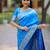 Sky blue floral, zari work banarasi silk saree with blouse