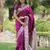 Wine floral, zari work banarasi silk saree with blouse