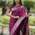 Wine floral, zari work banarasi silk saree with blouse