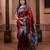 Maroon floral, zari work soft silk saree with blouse
