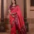 Pink floral, zari work soft silk saree with blouse