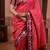 Pink floral, zari work soft silk saree with blouse