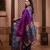 Purple floral, zari work soft silk saree with blouse