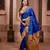 Royal blue floral, zari work soft silk saree with blouse