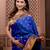 Royal blue floral, zari work soft silk saree with blouse