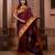 Wine floral, zari work soft silk saree with blouse