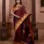 Wine floral, zari work soft silk saree with blouse