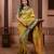 Yellow floral, zari work soft silk saree with blouse