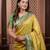 Yellow floral, zari work soft silk saree with blouse