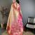 Beige, pink floral, paisely, zari woven kanjivaram semi silk saree with blouse
