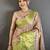 Light pink, green floral, paisely, zari woven kanjivaram semi silk saree with blouse
