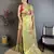 Pink, green floral, paisely, zari woven kanjivaram semi silk saree with blouse