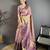 Pink, purple floral, paisely, zari woven kanjivaram semi silk saree with blouse