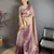 Pink, purple floral, paisely, zari woven kanjivaram semi silk saree with blouse