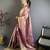 Pink, purple floral, paisely, zari woven kanjivaram semi silk saree with blouse
