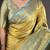 Yellow, blue floral, paisely, zari woven kanjivaram semi silk saree with blouse