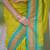 Lime green floral, temple border, zari work kanji gadwal silk saree with blouse