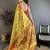 Gold floral, paisely, zari woven kanjivaram semi silk saree with blouse