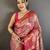 Pink floral, meenakari, zari woven kanjivaram semi silk saree with blouse