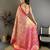 Pink floral, meenakari, zari woven kanjivaram semi silk saree with blouse