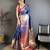 Blue floral, zari work kanjivaram katan silk saree with blouse