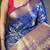 Blue floral, zari work kanjivaram katan silk saree with blouse
